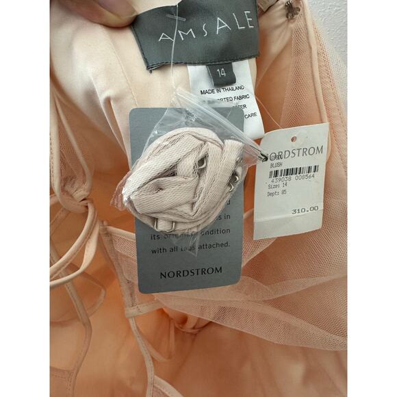 Amsale Blush Halter Tulle Maxi Gown NWT Size 14  Bridesmaid Formal Dress - Picture 5 of 10